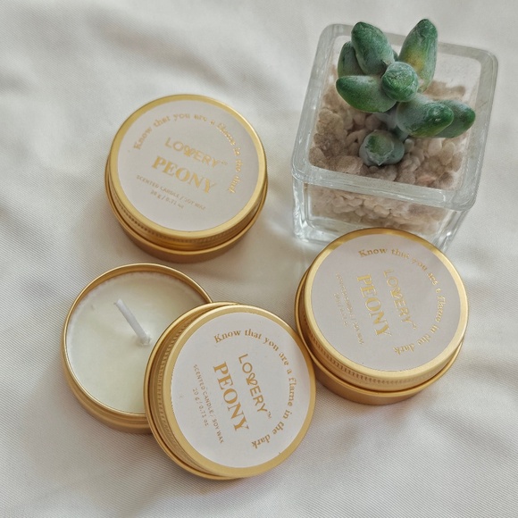 3 New Lovery Peony Soy Wax Candle Mini Size 0.71 oz/ 20g - Picture 1 of 1